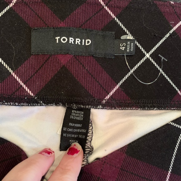 Purple and black stretchy plaid torrid pants - Picture 3 of 7